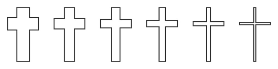 Set of Christian Cross vector icons.