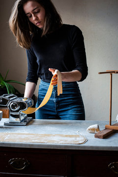 Woman Making Fresh Pasta