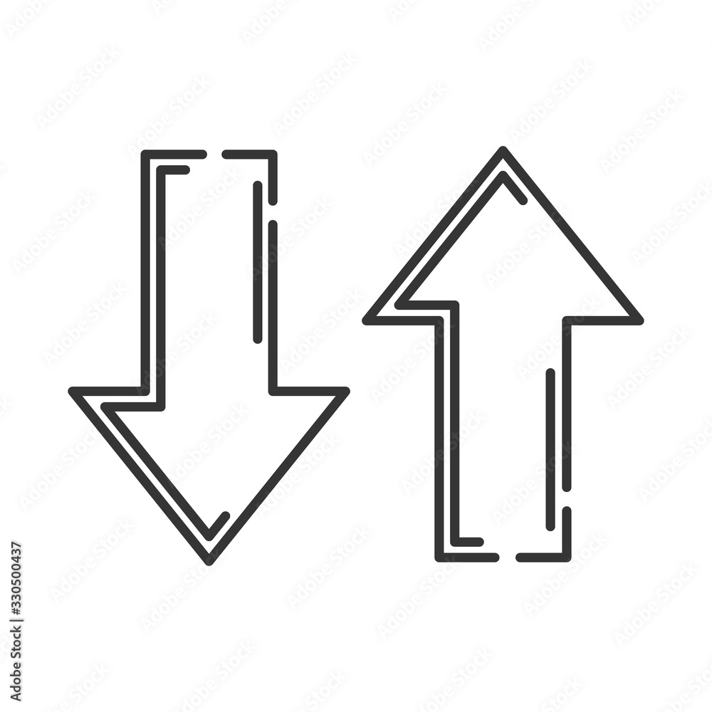 Poster set of linear arrows. vector outline arrows