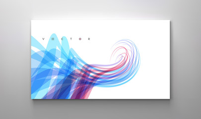 Сover design template. Curved lines with perspective effect. Optical fiber. 3d abstract background. Vector illustration.
