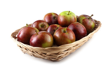 Apples on wicker dish
