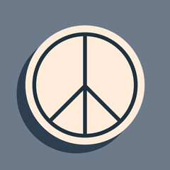 Black Peace sign icon isolated on grey background. Hippie symbol of peace. Long shadow style. Vector Illustration