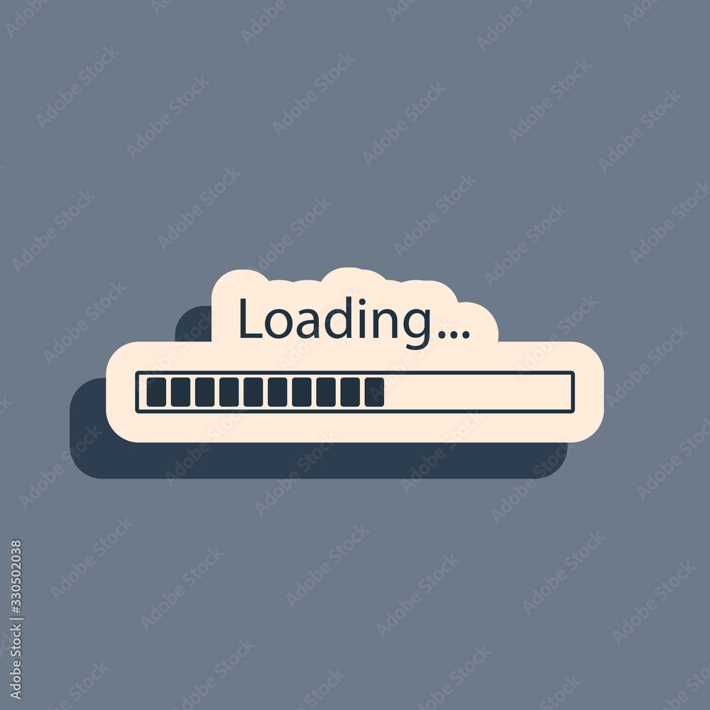 Aufkleber black loading icon isolated on grey background. progress bar icon. long shadow style. vector illustr
