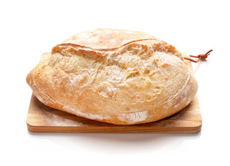 Fresh baked bread isolated on white background
