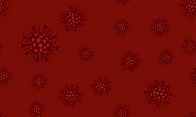 Naklejka na ściany i meble Coronavirus concept seamless background. COVID-19 quarantine. 2019 and 2020 nCov Coronavirus in blood. Infection of coronavirus pandemic abstract. Virus cell from China. Vector illustration