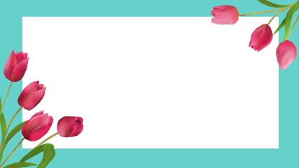 Blue frame card with tulips 