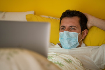 A white man is working from home during Coronavirus or Covid-19 quarantine, coronavirus covid 19...