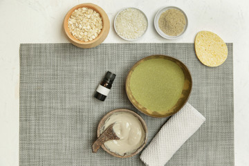 Homemade beauty products, DIY organic, toxic free, zero waste skin care cosmetic, home spa concept