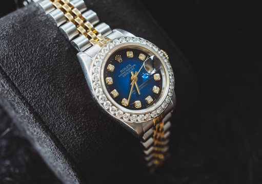 NAKHON RATCHASIMA, THAILAND - JULY 31, 2018 : Rolex oyster perpetual Date just with diamond watch