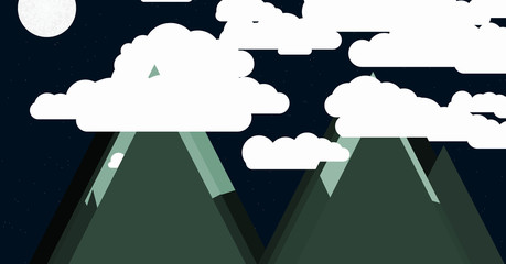 Mountains Panorame Abstract Random Placed Generative Art background illustration