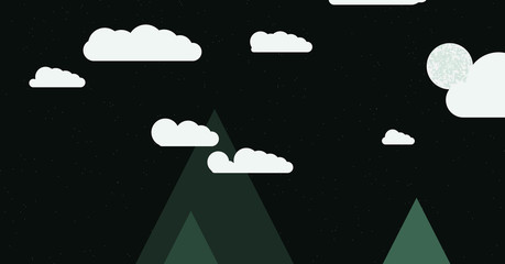 Mountains Panorame Abstract Random Placed Generative Art background illustration