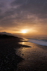 Beautiful beach landscape on sunset