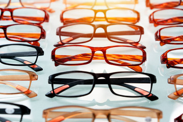 A set of glasses model on the table, close up