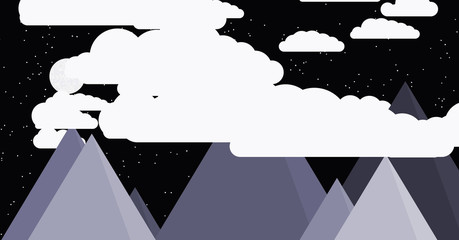 Mountains Panorame Abstract Random Placed Generative Art background illustration