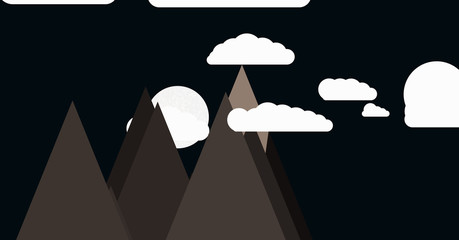 Mountains Panorame Abstract Random Placed Generative Art background illustration