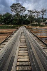 Fototapeta na wymiar Traditional foot bridge across river found in the small town Sungai Lembing Pahang Malaysia
