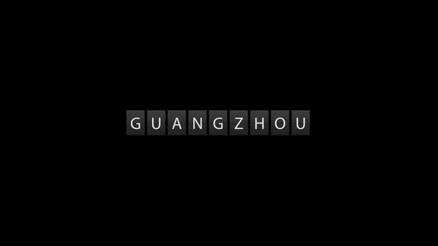 Guangzhou word displaying on dark background