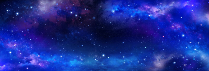 Fototapeta na wymiar Nebula and stars in night sky banner - Space background.