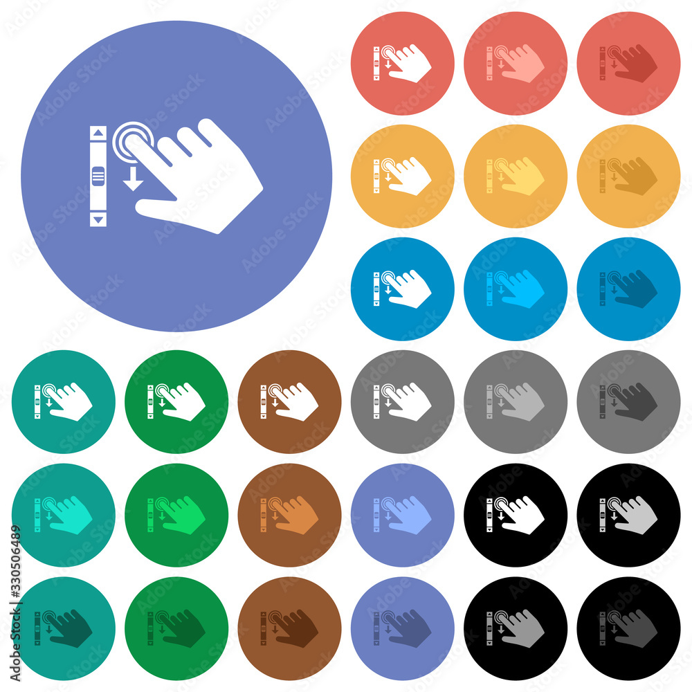 Poster right handed scroll down gesture round flat multi colored icons