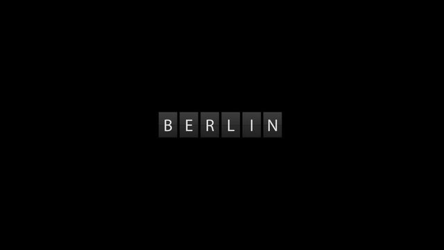 Information board animation displaying Berlin word