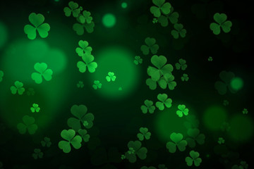 ST Patrick's day green background clover leaf selected fucus for ST Patrick's day celebration...