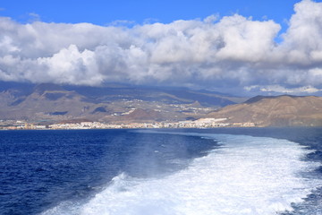 Town and port of Los Cristianos of the southern part of Tenerife in the Spanish Canary Islands