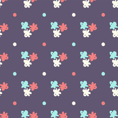 floral vector illustration. abstract flowers and polka dots