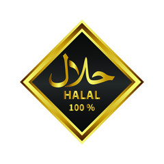 Obraz premium Halal food emblem. Halal logo. vector illustration. Certificate tag. Isolated Vector illustration. 