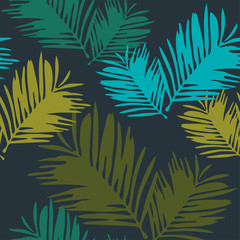 seamless floral background with tropical leaves