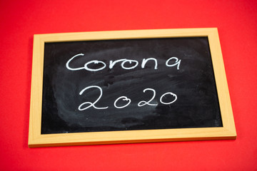 Corona Virus 2020, written on a chalk board