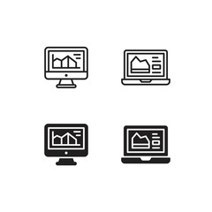 Computer display and laptop icon. Vector illustration designed in black isolated over white background. Premium Vector