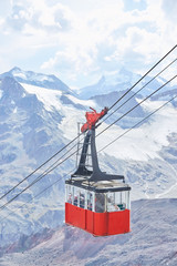 Fototapeta premium Attraction cable car for climbing the mountain.
