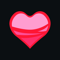 Abstract heart symbol, icon on black backdrop. Design element