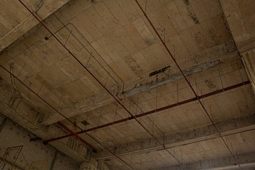 Construction of concrete floor under construction works