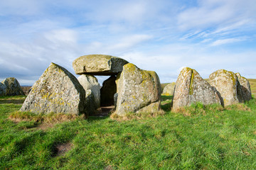Neolithic graveyard Poskær Stenhus in Mols Bjerge National Park, Jutland, Denmark