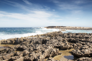 Fototapeta na wymiar Seascape near Qawra Point Beach in Malta