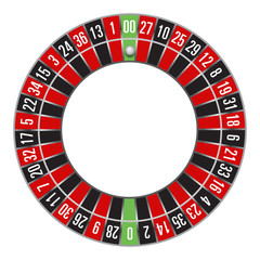 casino roulette wheel isolated in color