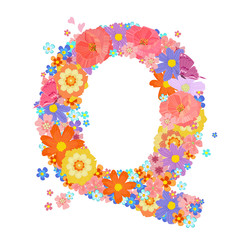 colorful blossom of meadow flowers with butterflies and flying l