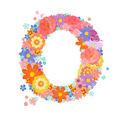 colorful blossom of meadow flowers with butterflies and flying l