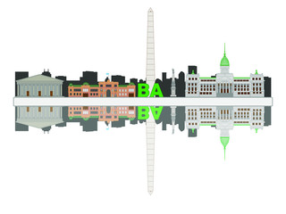 vector, skyline of Buenos Aires city in Argentina