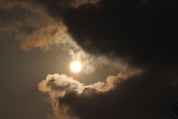 dramatic sky with clouds and sun