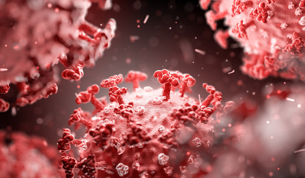 Concept of COVID-19 or SARS-CoV-2 or 2019-ncov Influenza flu virus coronavirus. 3D illustration
