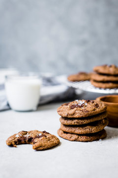 Chocolate chip, almond and date cookies