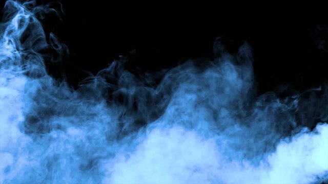 4k Abstract smoke cloud. Smoke in slow motion on black background. Blue smoke floating through space against black background. smoke 4K Fog effect. Haze background.
