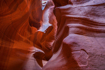 Red rock formations in slot canyon Upper Antelope Canyon at Page, USA