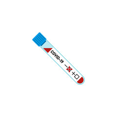Test tube with blood sample for COVID-19, Coronavirus test. Negative test result Coronavirus Covid-19. Vector. Vector illustration. Flat design.
