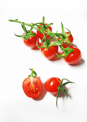 Vegetable series - Bunch of cherry tomatoes isolated on white background.