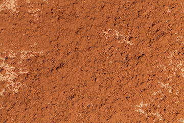 Smashed cocoa powder rows top view.