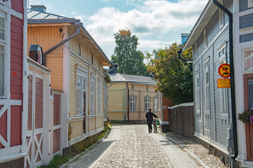 Famous old Rauma town in Finland 