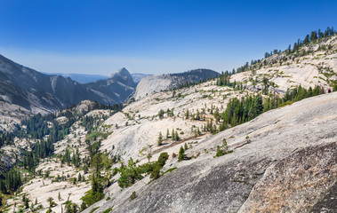 Naklejka premium At Olmsted Point in Yosemite National Park, with view to Clouds Rest, USA